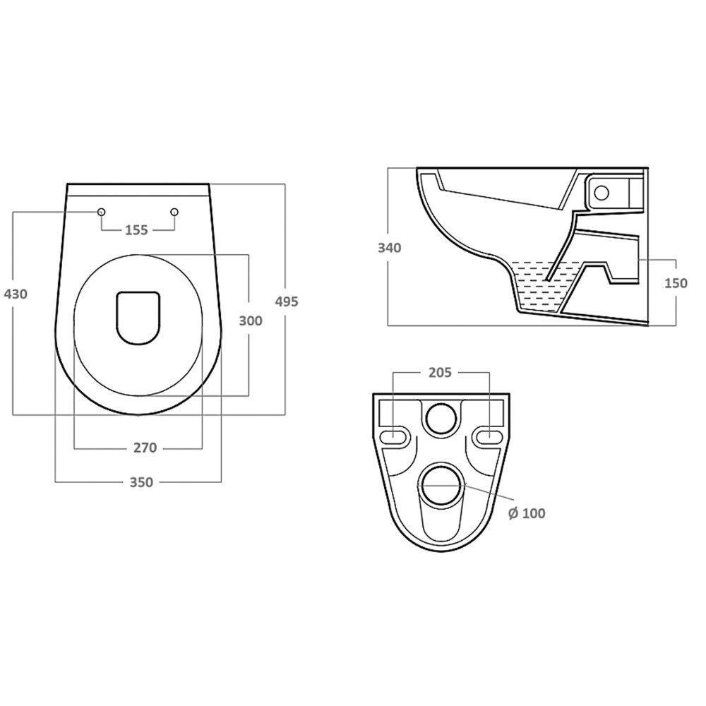 УНІТАЗ ПІДВІСНИЙ VERONA з поліпропіленовим сидінням   WHB-VER-PP