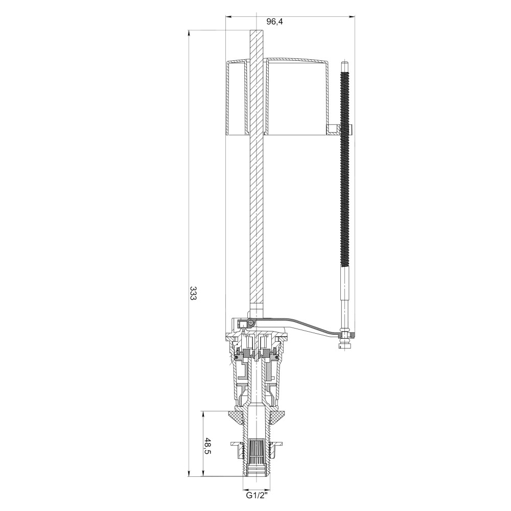 Клапан заповнення  бачка унітазу OPTIMUM з нижн підведенням та пласт. різьбою 1/2″ OPTI 0107
