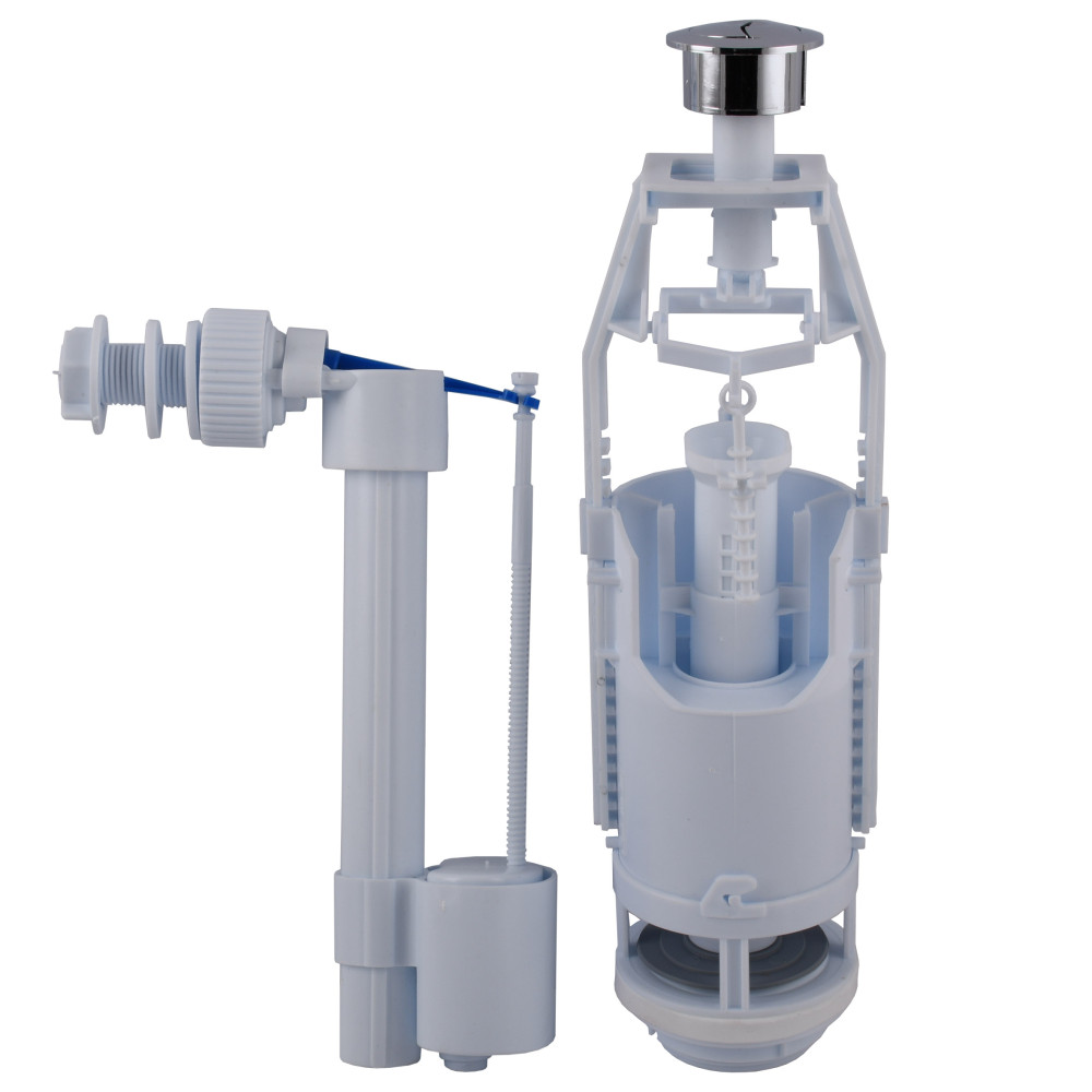 Набір для бачка унітазу OPTIMUM  бок підв пласт 1/2″ і зливним механізмом з однією кнопкою OPTI 1010