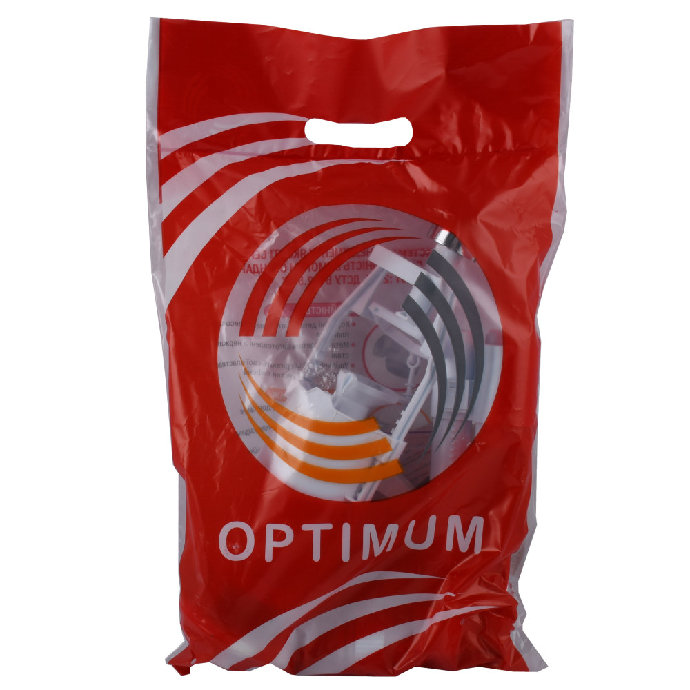Набір для бачка унітазу OPTIMUM  бок підв пласт 1/2″ і зливним механізмом з однією кнопкою OPTI 1010