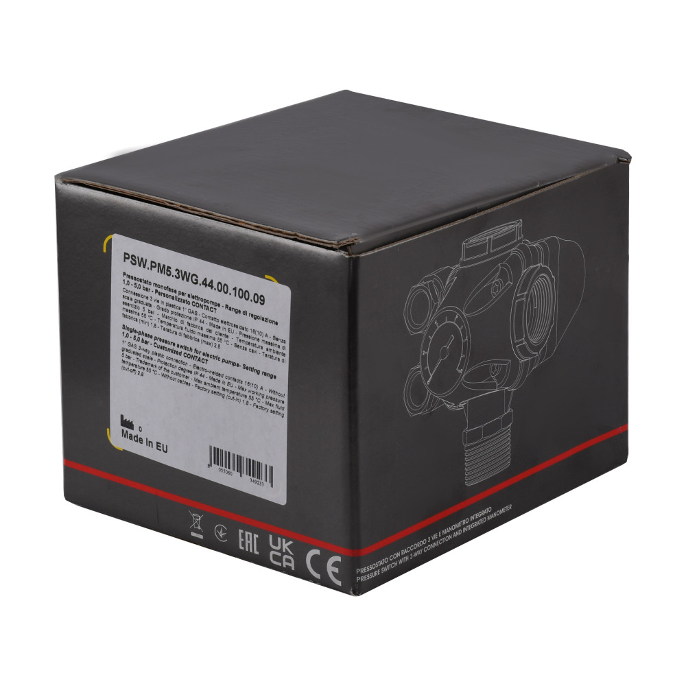 Реле тиску Italtecnica  PM-5-3W з манометром