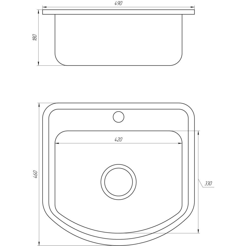 Мийка кухонна врiзна прямокутна 490x460х180 Decor MR 4946 D Mira