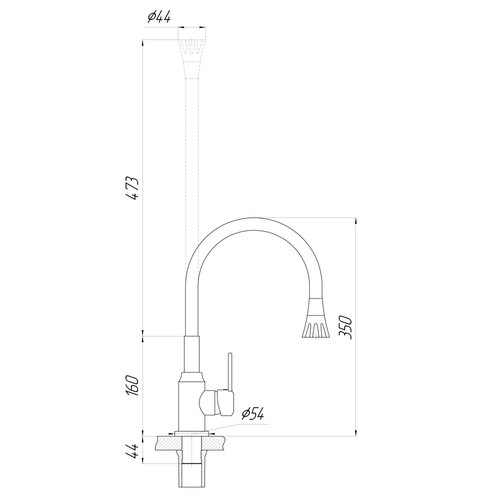 Змішувач для кухні Domino ELLIPSE DCC-203SA-B01