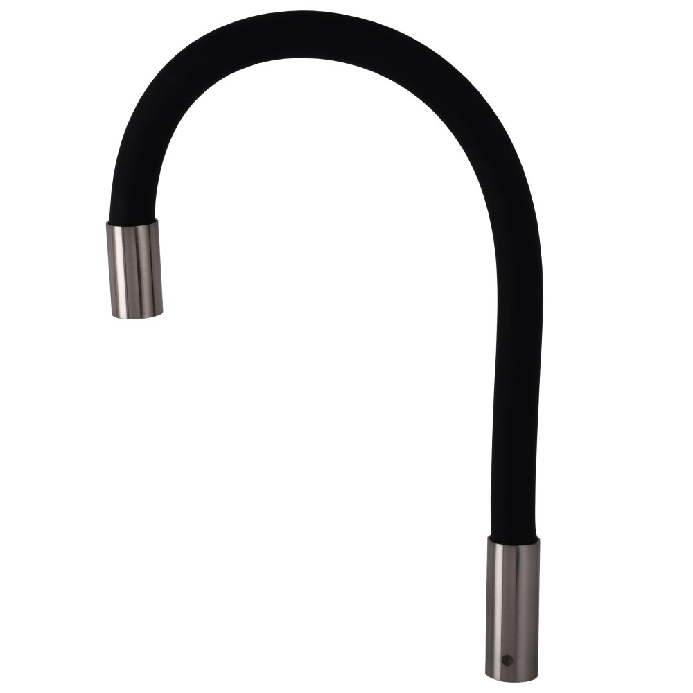 DLR-STEEL-BLACK-Гусак д/кухонного змішувача Гофра-Силикон з розпилювачем Чорний