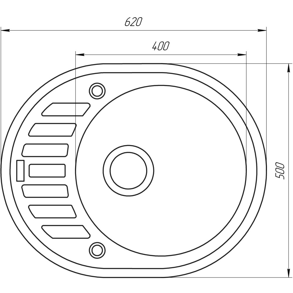 Гранітна мийка Globus Lux ARNO сірий камiнь 620x500мм-А0005