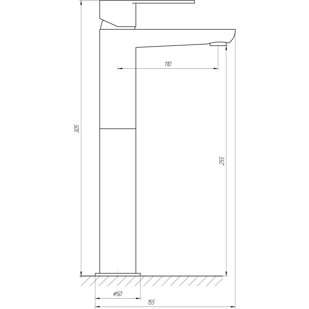 Змішувач для умивальника TOPAZ BARTS TB 07203-H36 високий H-305мм ,на гайці,шланги TAQ-M1055,D35