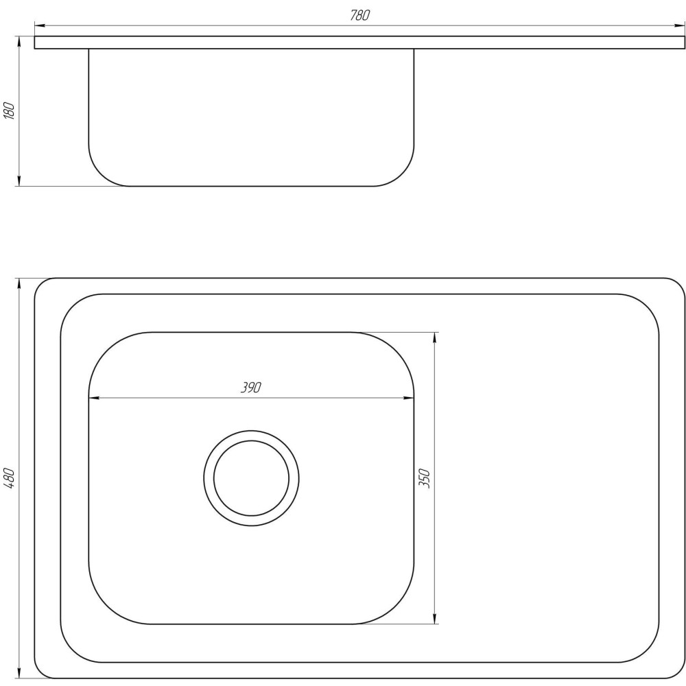 Мийка кухонна врiзна прямокутна з полицею 780х480х180 Decor MR 7848 D Mira