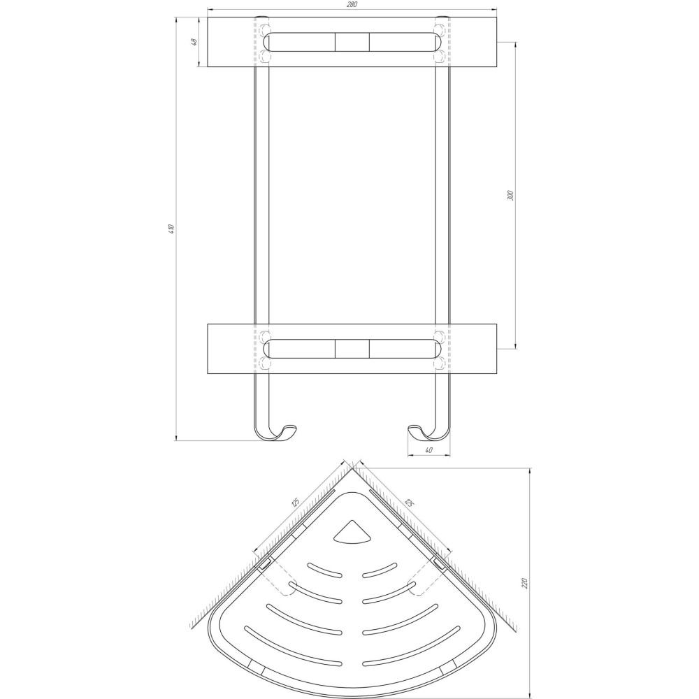 Полка подвійна кутова Globus Lux BQ9422