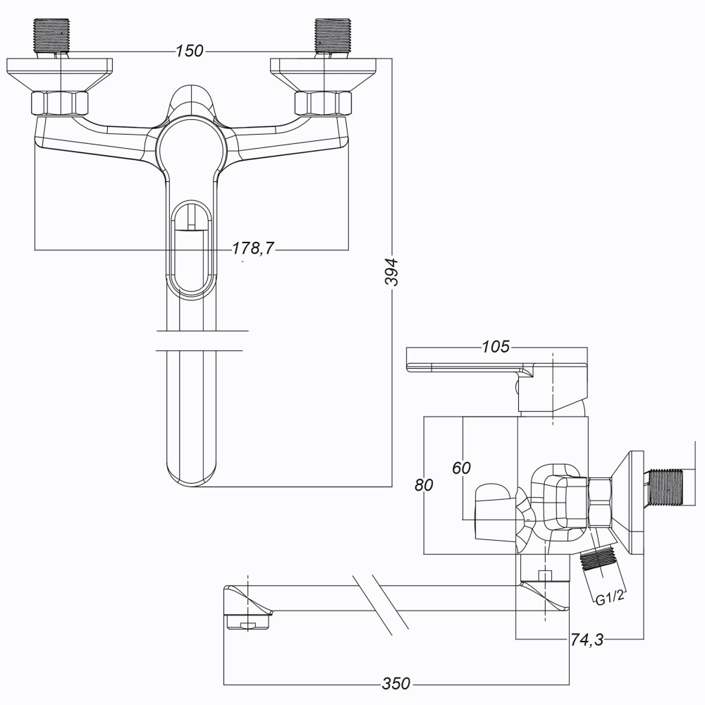 Змішувач для ванної Globus Lux Dolly GLD-0208