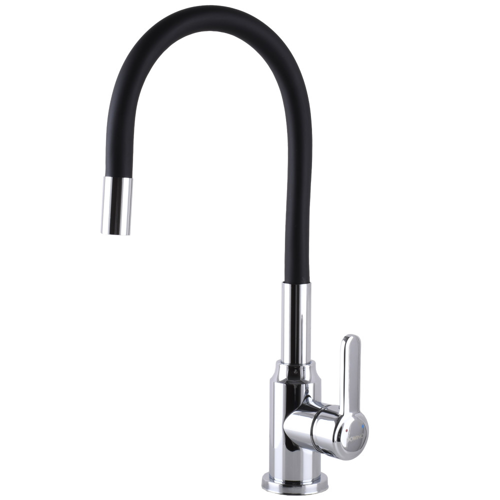 Змішувач для кухні DOMINO ELLIPSE DCC-203L-BLACK  гофровилив Чорний,,На Гайці