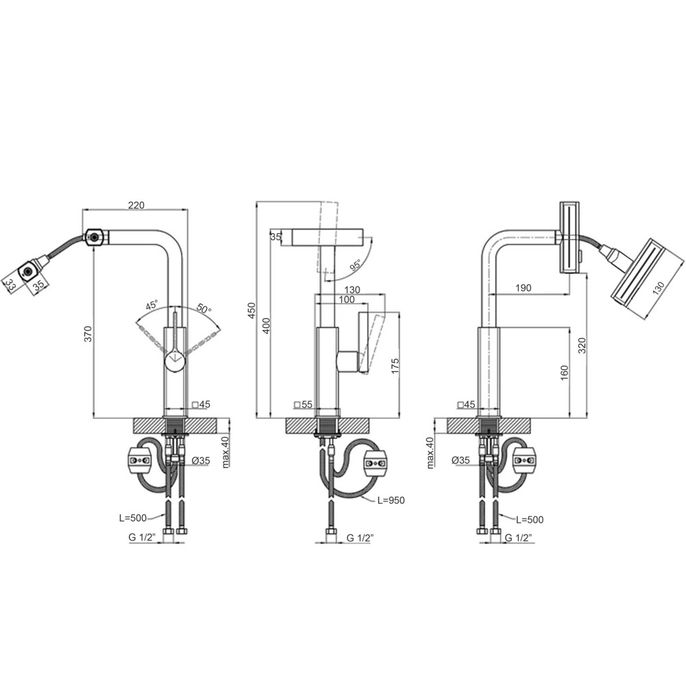 Змішувач для кухні Globus Lux ALPEN SBT1-2044