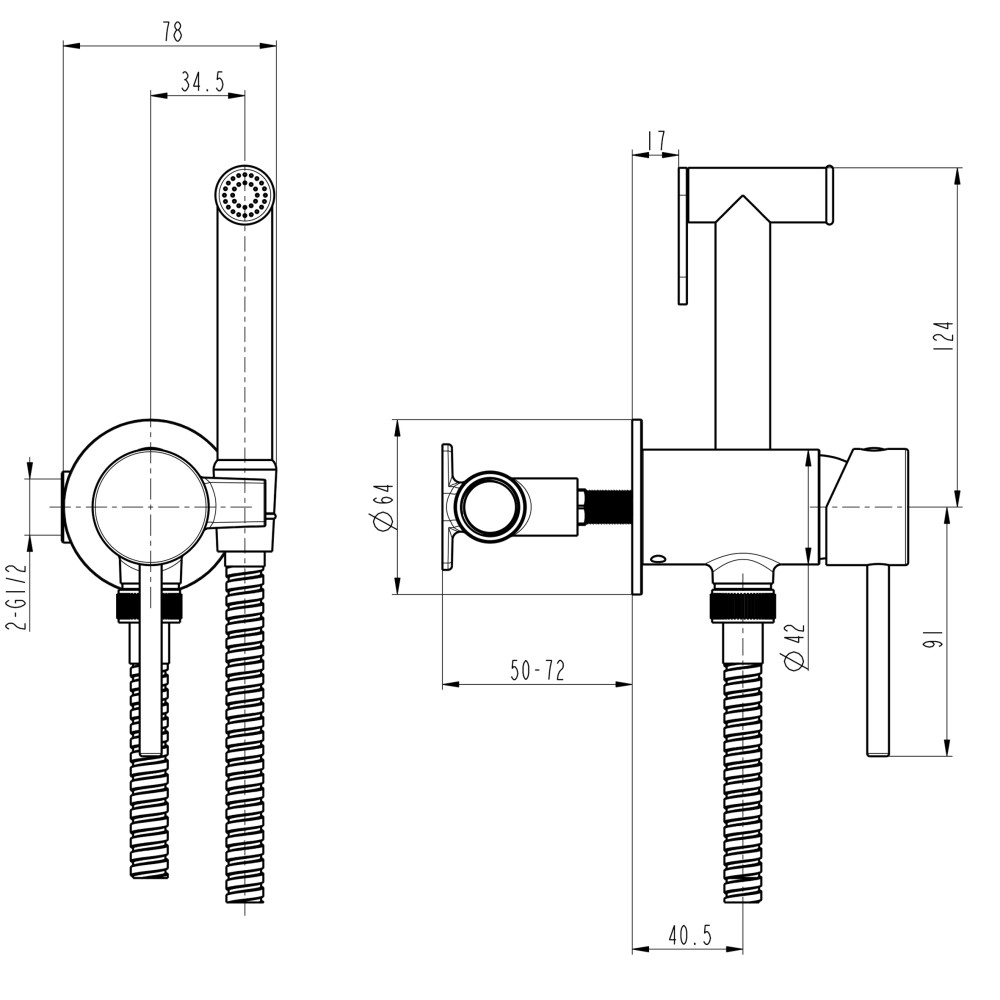 Змішувач гігієнічний TOPAZ LOFT TLF 32106-H39-BL