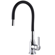 Змішувач для кухні DOMINO ELLIPSE DCC-203L-BLACK  гофровилив Чорний,,На Гайці