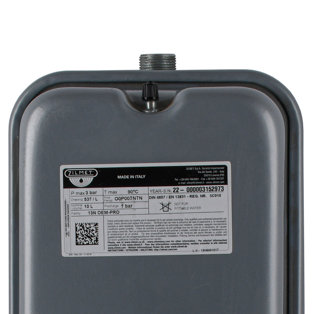 Бак Zilmet oem-pro для монтажу в котли Арт. 537 10л 3/4″ 3 bar прямокутний ( 13N6001017 )