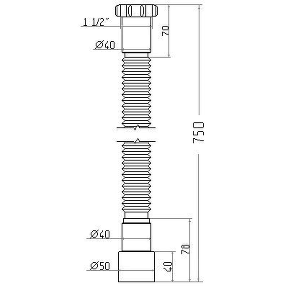 Гнучка труба Waterstal АС-1013 1 1/2″х40/50 з гайкою, 750мм