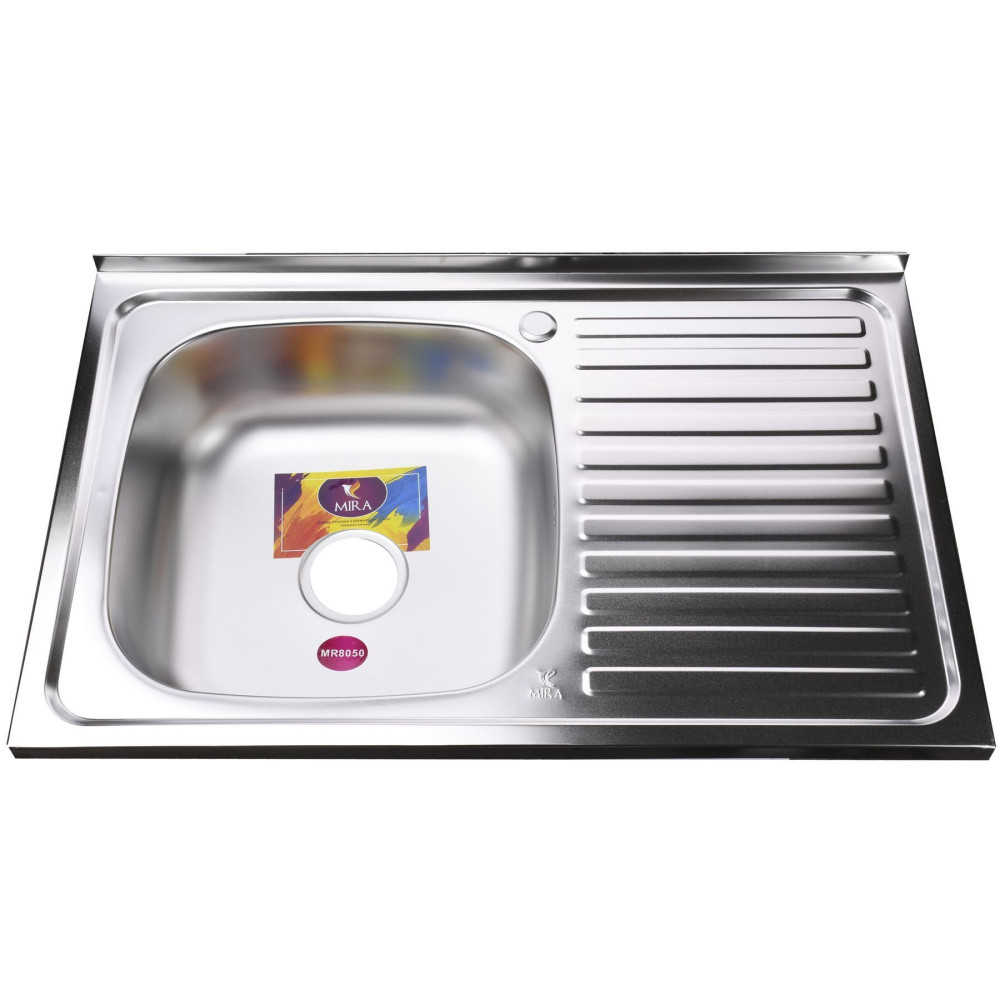 Мийка кухонна накладна прямокутна 800х500х180 Satin Left MR 8050 L E Mira