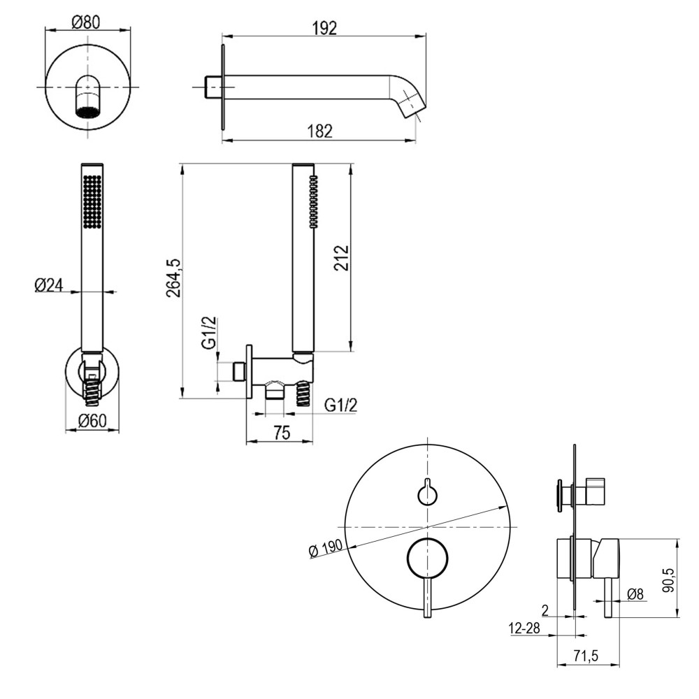 Змішувач для ванни вбудований TOPAZ LOFT TLF 32202-H39-C