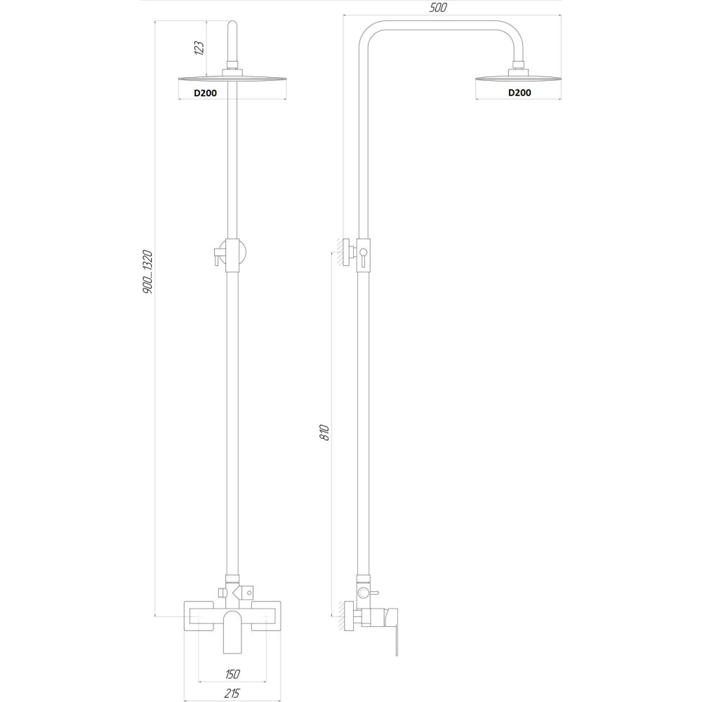 Душова система TOPAZ CAPRI TCA 15702-H37  комплект Н-130см