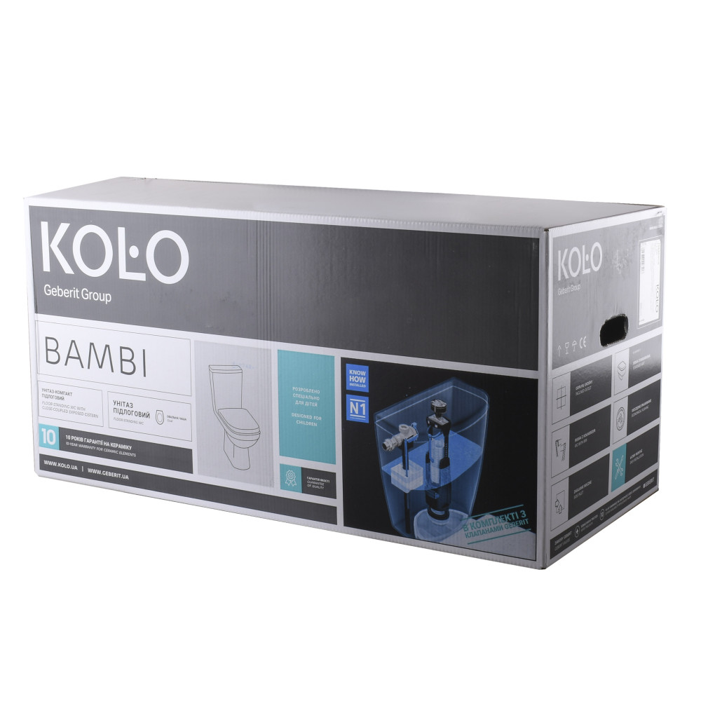 Bambi унітаз-компакт, кос. випуск, бачок 6л, боковий підвід , сидіння поліпроп.