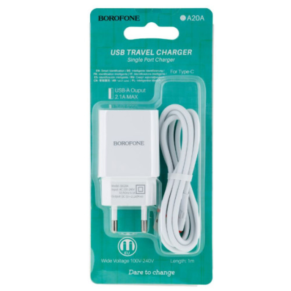 Зарядний Пристрій Borofone BA20A Type-C 1USB 2.1A