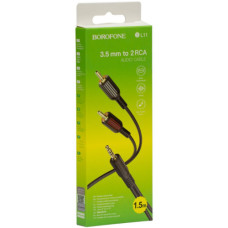 Кабель Аудiо Borofone BL11 3.5mm to double RCA 1,5M (Чорний)