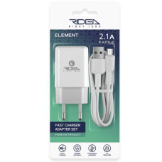 Мережевий Зарядний Пристрій +Micro USB Ridea RW-11111 Element 2.1 A (Бiлий)