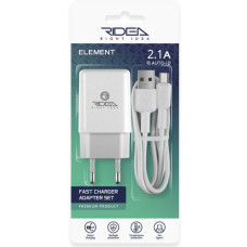Мережевий Зарядний Пристрій + USB–Type-C Ridea RW-11211 Element 2.1 A (Бiлий)