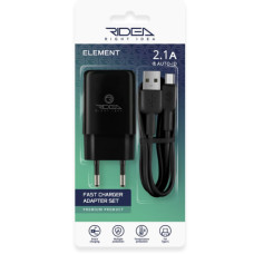 Мережевий Зарядний Пристрій +USB–Type-C Ridea RW-11211 Element 2.1 A (Чорний)