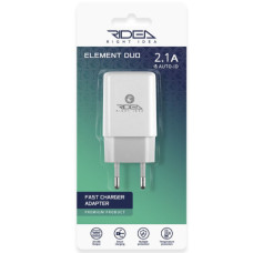 Мережевий Зарядний Пристрій 2USB 2.1 A Ridea RW-21011 Element Duo (Бiлий)