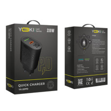 Мережевий зарядний пристрій Yoki Led Series YK-20PD 20W (Чорний)