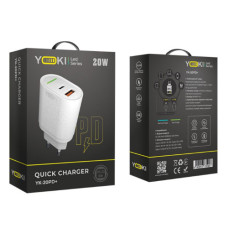 Мережевий зарядний пристрій Yoki Led Series YK-20PD+QC 20W (Бiлий)