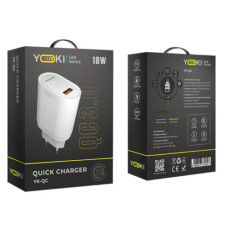 Мережевий Зарядний Пристрій Yoki Led Series YK-QC 3.0 18W (Бiлий)