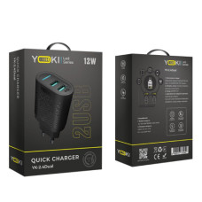 Мережевий Зарядний Пристрій Yoki Led Series YK-2.4Dual 12W (Чорний)