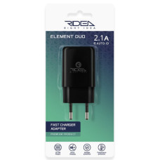 Мережевий Зарядний Пристрій 2USB 2.1 A Ridea RW-21011 Element Duo (Чорний)
