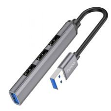 Хаб USB Hoco HB26 4 in 1 adapter(USB to USB3.0+USB2.0*3) (Сiрий)