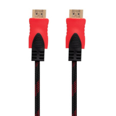 Кабель HDMI- HDMI 1.4V 3m (Тканинний провід) (Чорно-Червоний)
