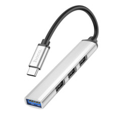 Хаб USB Hoco HB26 4 in 1 adapter(Type-C to USB3.0+USB2.0*3) (Срібло)