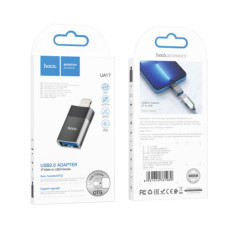 Перехідник Hoco UA17 iP Male to USB female USB2.0 adapter (Чорний)