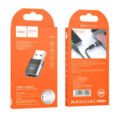 Перехідник Hoco UA17 USB Male to Type-C female USB2.0 adapter (Чорний)