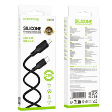 Кабель USB Borofone BX113 Silicone Type-C to Lightning PD27W 3m (Чорний)