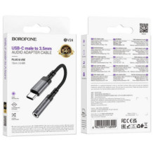 Перехідник Borofone BV24 Type-C to AUX 3.5mm (female) 15cm (Сiрий)