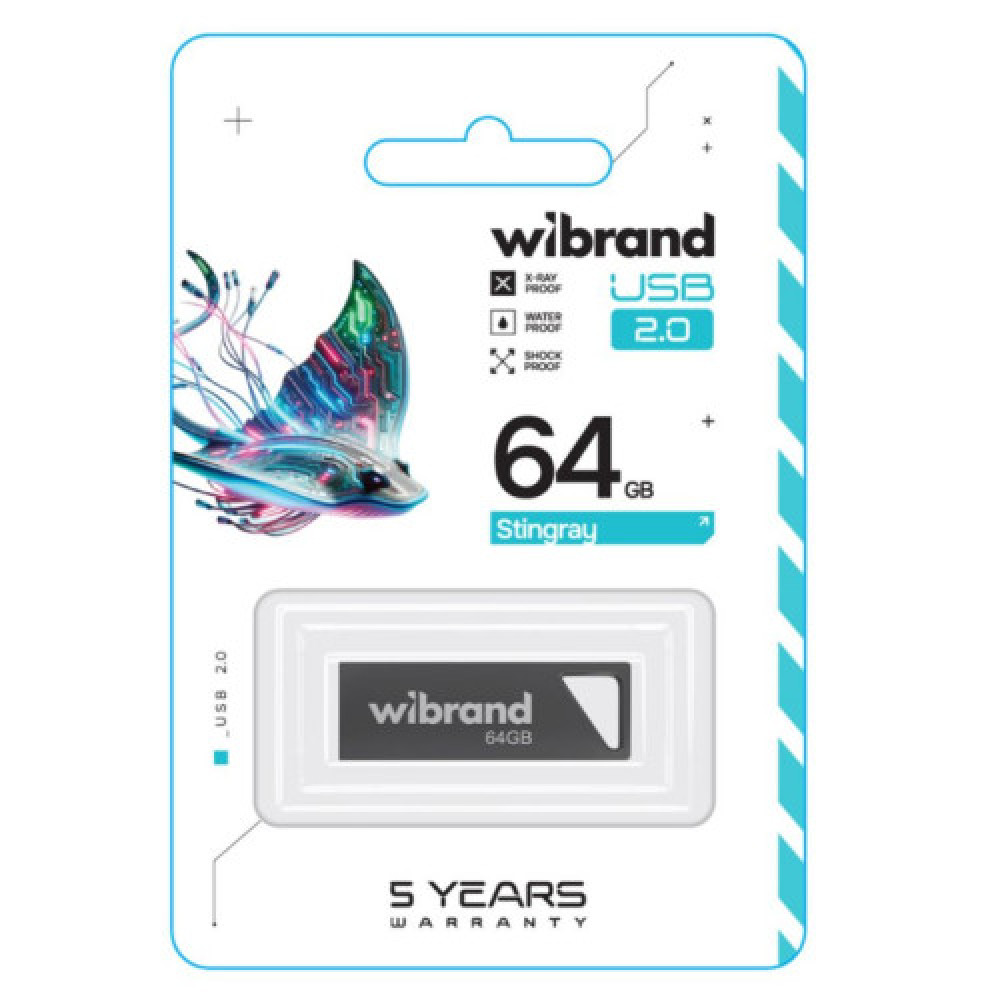 USB флеш-накопичувач Wibrand 64gb Stingray (Сірий)