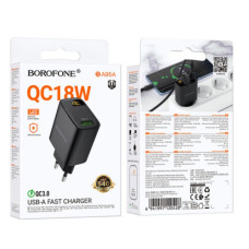 Мережевий Зарядний Пристрій Borofone BA95A 1USB QC 18W Led Display (Чорний)