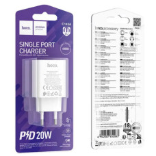 Мережевий Зарядний Пристрій Hoco C143A 1USB-C PD/QC 20W (Бiлий)