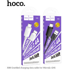 Кабель USB Hoco X88 Gratified Micro 2.4A 2m (Чорний)