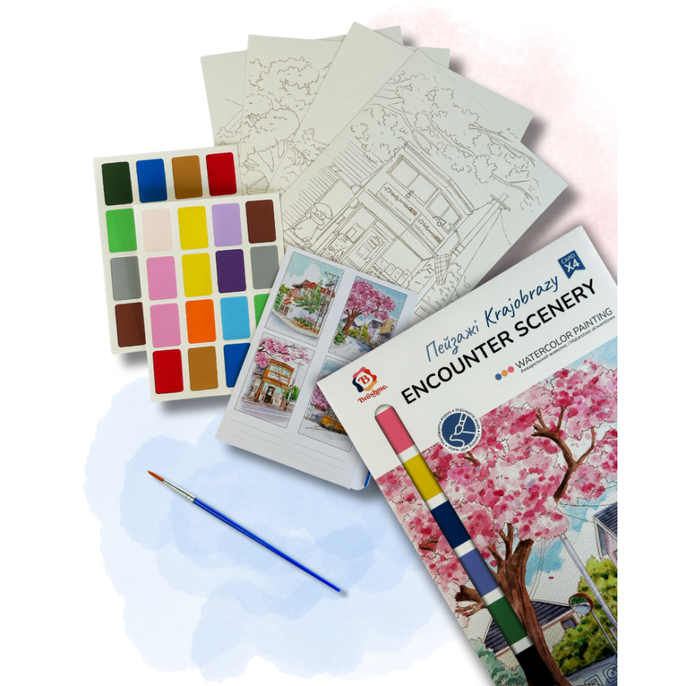 Розмальовка на водній основі - формат А4 "Пейзажі"