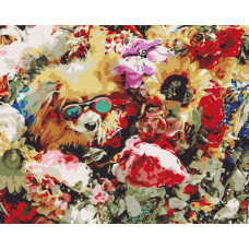 Собачка в квітах