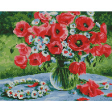 Маки і віночок з ромашок