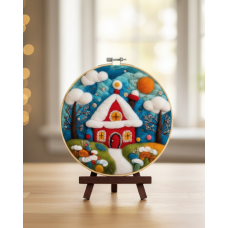 Набір для валяння картини з вовни “Зимовий будинок”