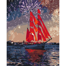 Вітрильник під феєрверками